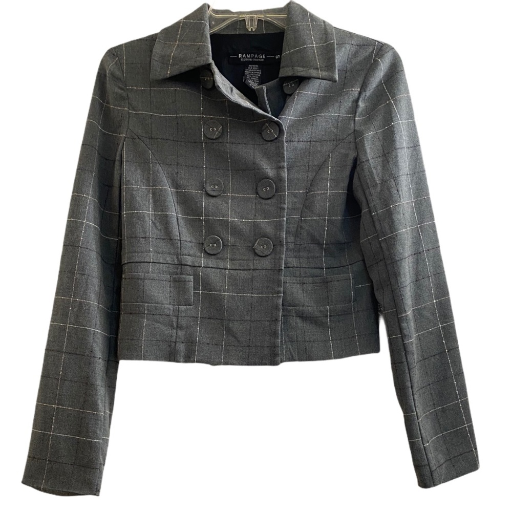Rampage plaid double breasted blazer jacket small